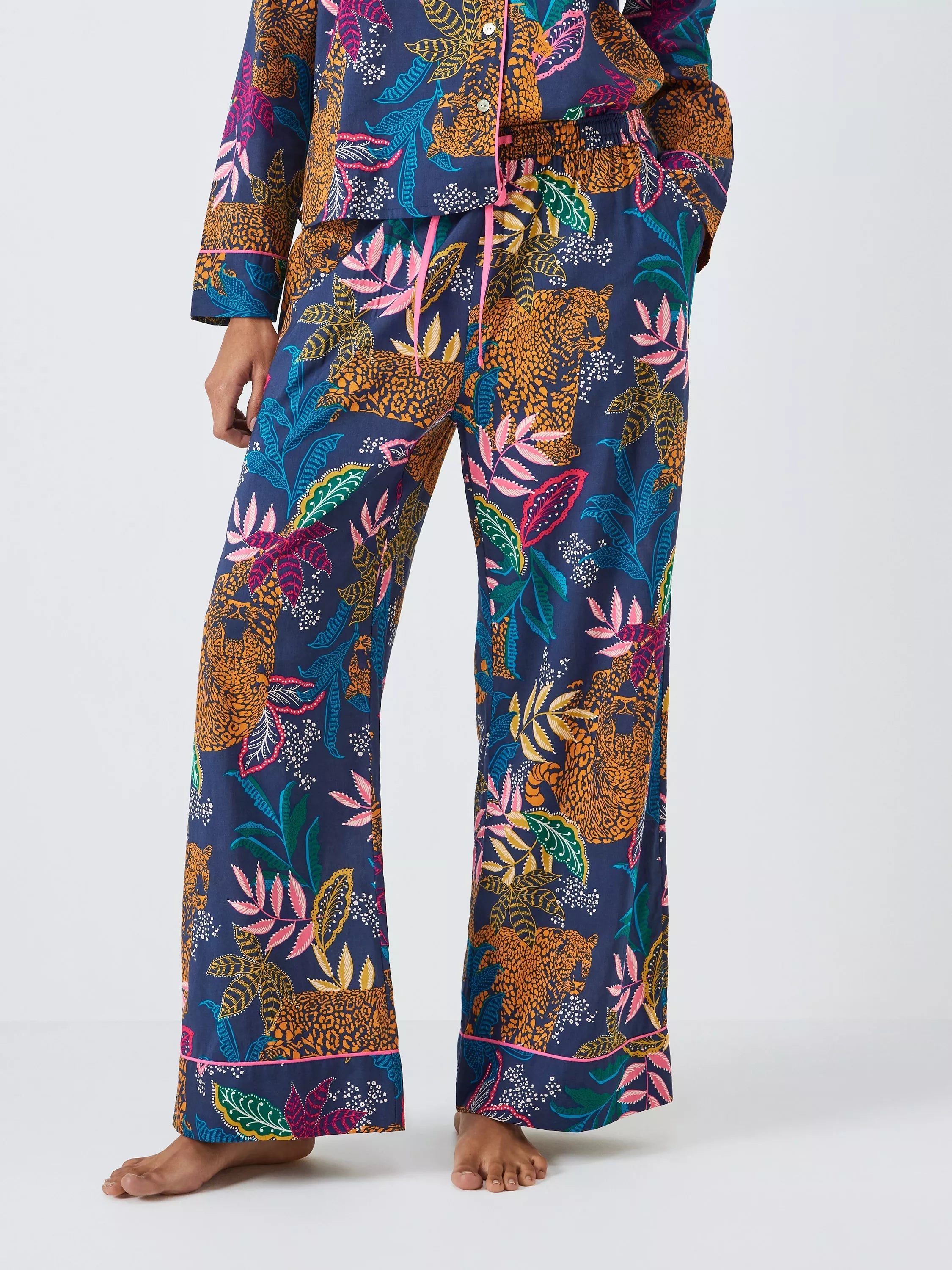 AND/OR Midnight Leopard Pyjama Bottoms, Green/Multi - McGrocer