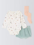 John Lewis Baby-Body, Bloomer-Shorts und Strumpfhose-Set