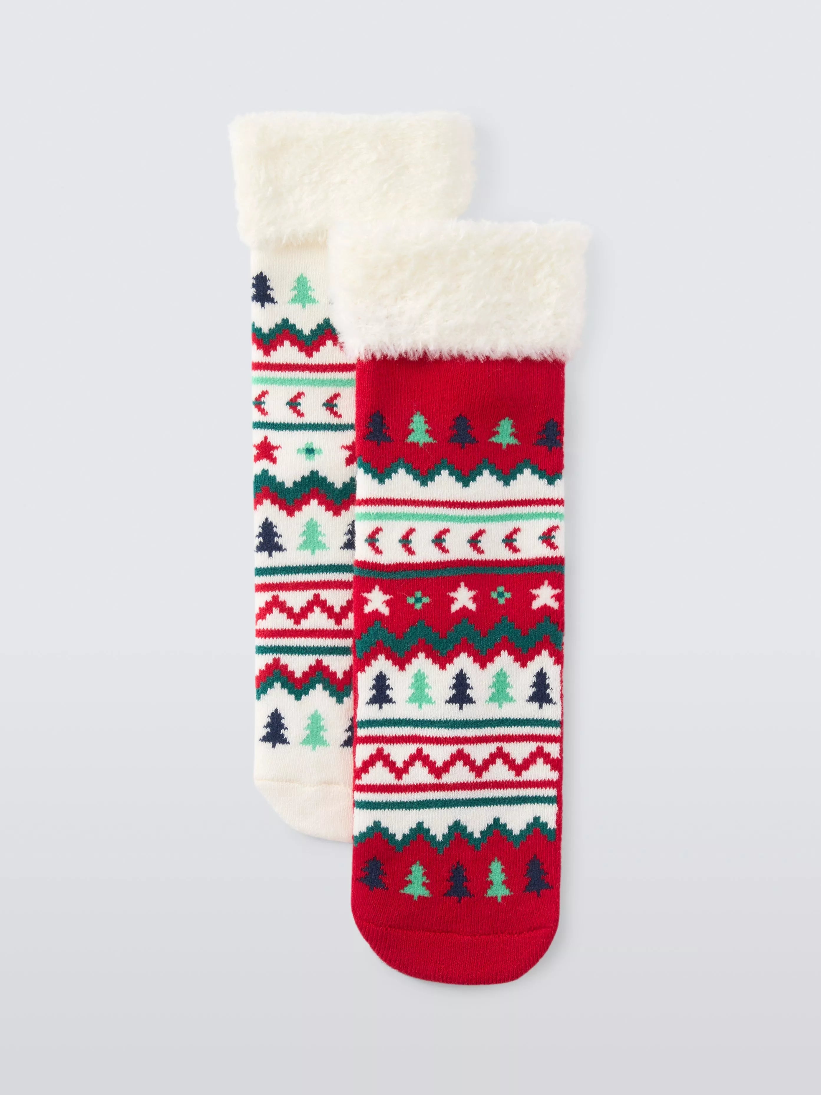 John Lewis Kids' Fairisle Slipper Socks, Pack of 2, Multi - McGrocer
