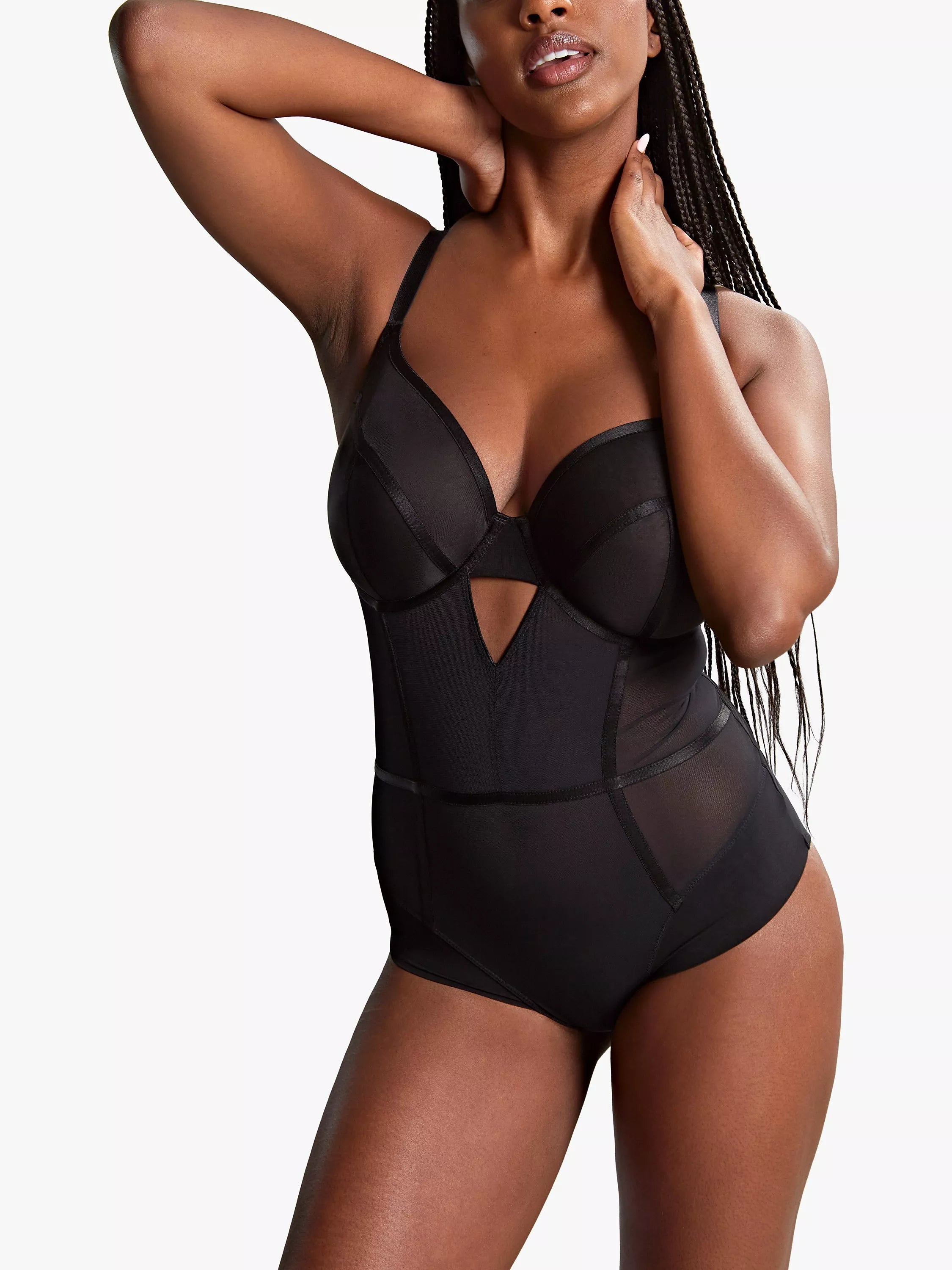 Panache Tango Plunge Bodysuit, Obsidian - McGrocer