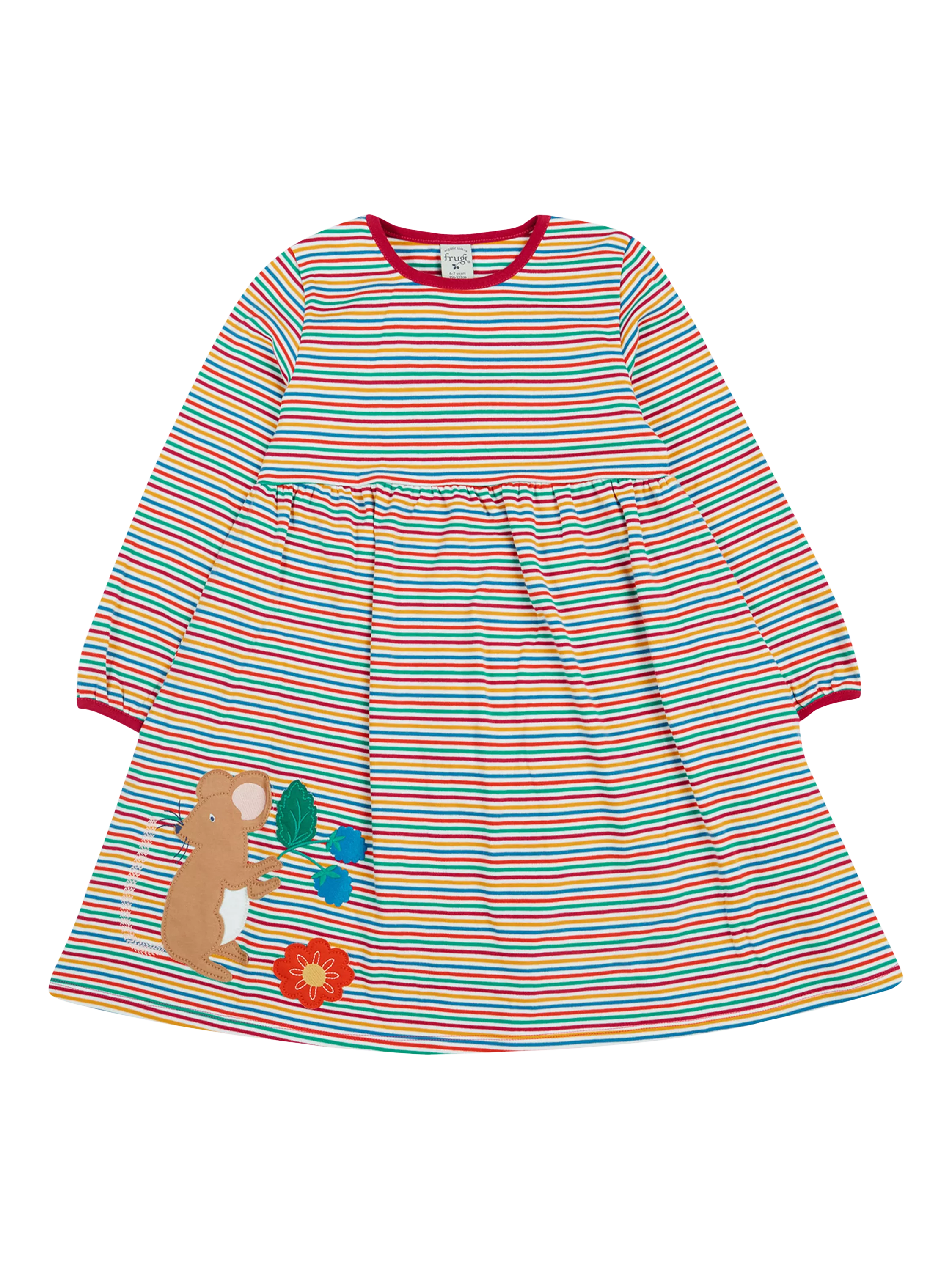 Frugi Kids' Dolcie Organic Cotton Stripe Dress, Lingonberry/Multi - McGrocer