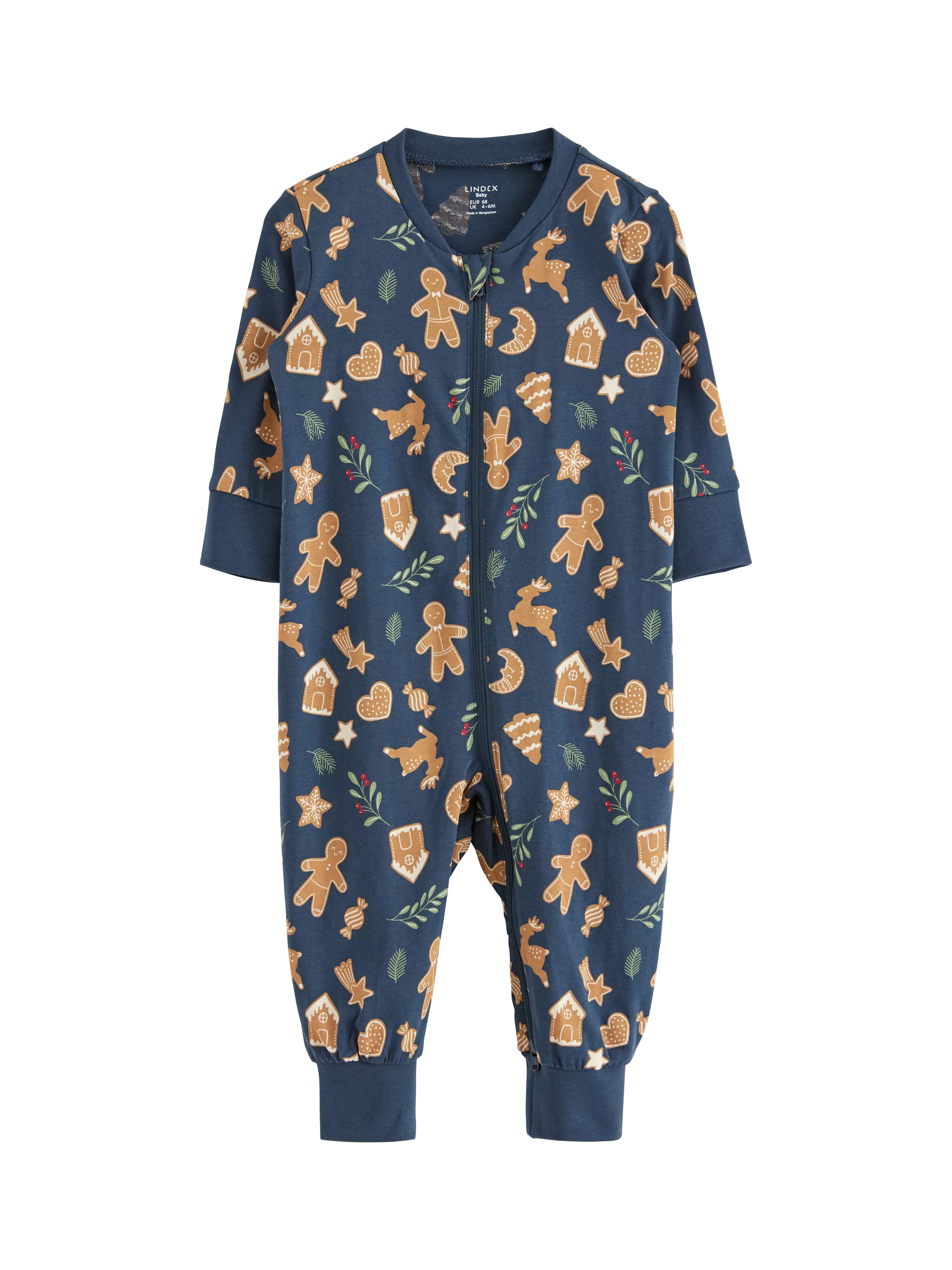 Lindex Baby Gingerbread Sleepsuit, Dark Blue - McGrocer