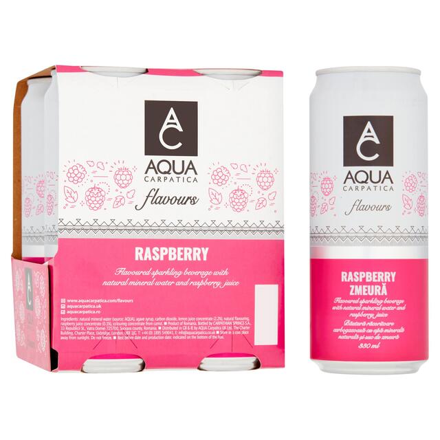 AQUA Carpatica Sparkling Flavours Raspberry 4 x 330ml - McGrocer