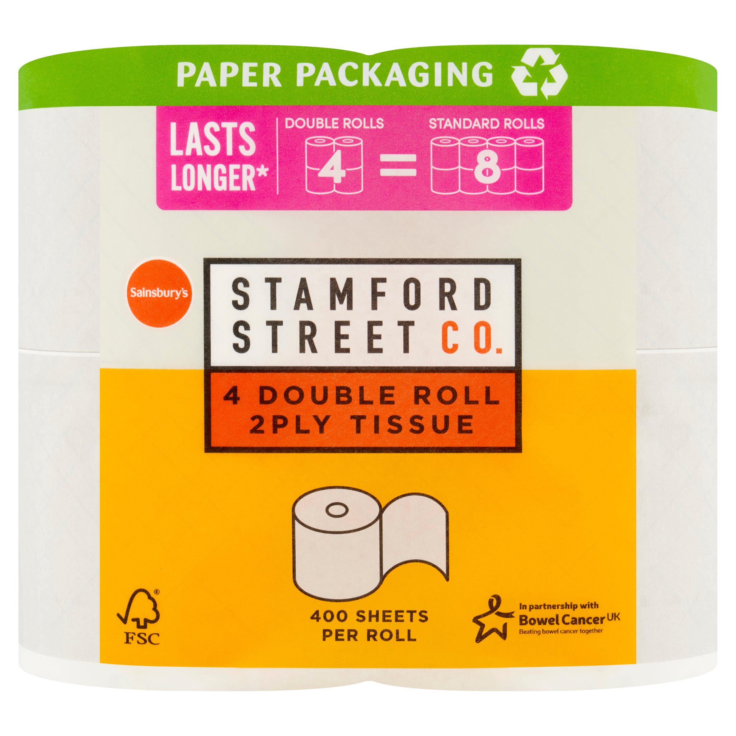 Stamford Street Co. Toilet Tissue Double Rolls 4 Equals 8 Rolls GOODS Sainsburys
