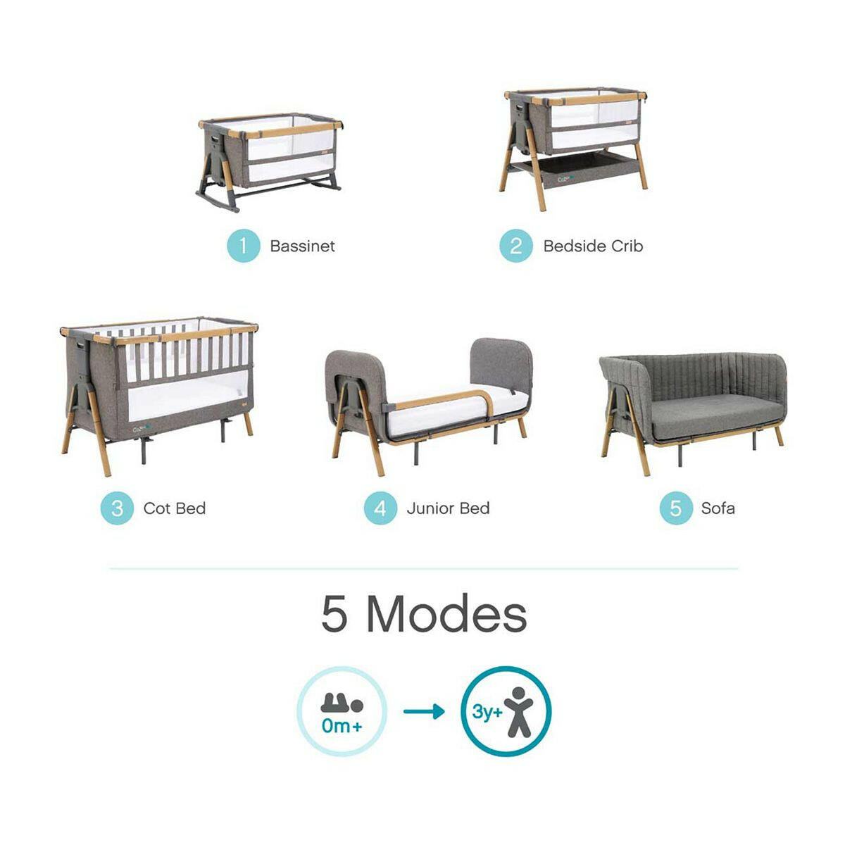 Tutti Bambini CoZee XL - Complete Birth to 4+ Years Package - Oak/Charcoal GOODS Boots