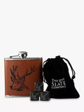 Coffret cadeau Selbrae House Stag Leather Hip Flas et pierres à whisky