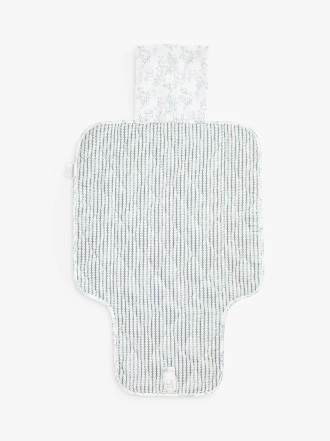 The Little Tailor Baby Woodland & Ticking Stripe Travel Changing Mat, Sky Blue - McGrocer