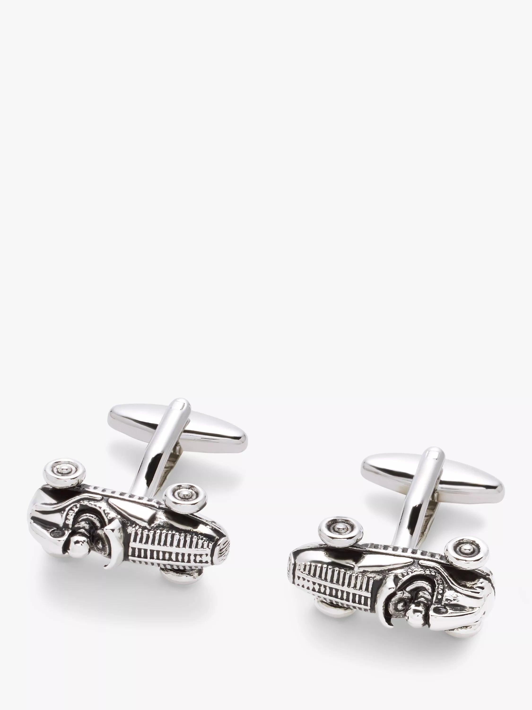 John Lewis Vintage Racing Car Cufflinks, Silver - McGrocer