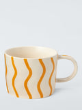 Hand Painted Wiggle Stoneware Mug 300Ml Orange
