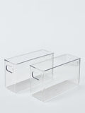 Boîte de rangement étroite en plastique transparent (lot de 2)