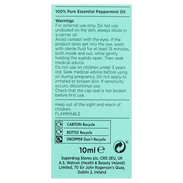 Superdrug Habitual Pure Peppermint Essential Oil 10ml GOODS Superdrug
