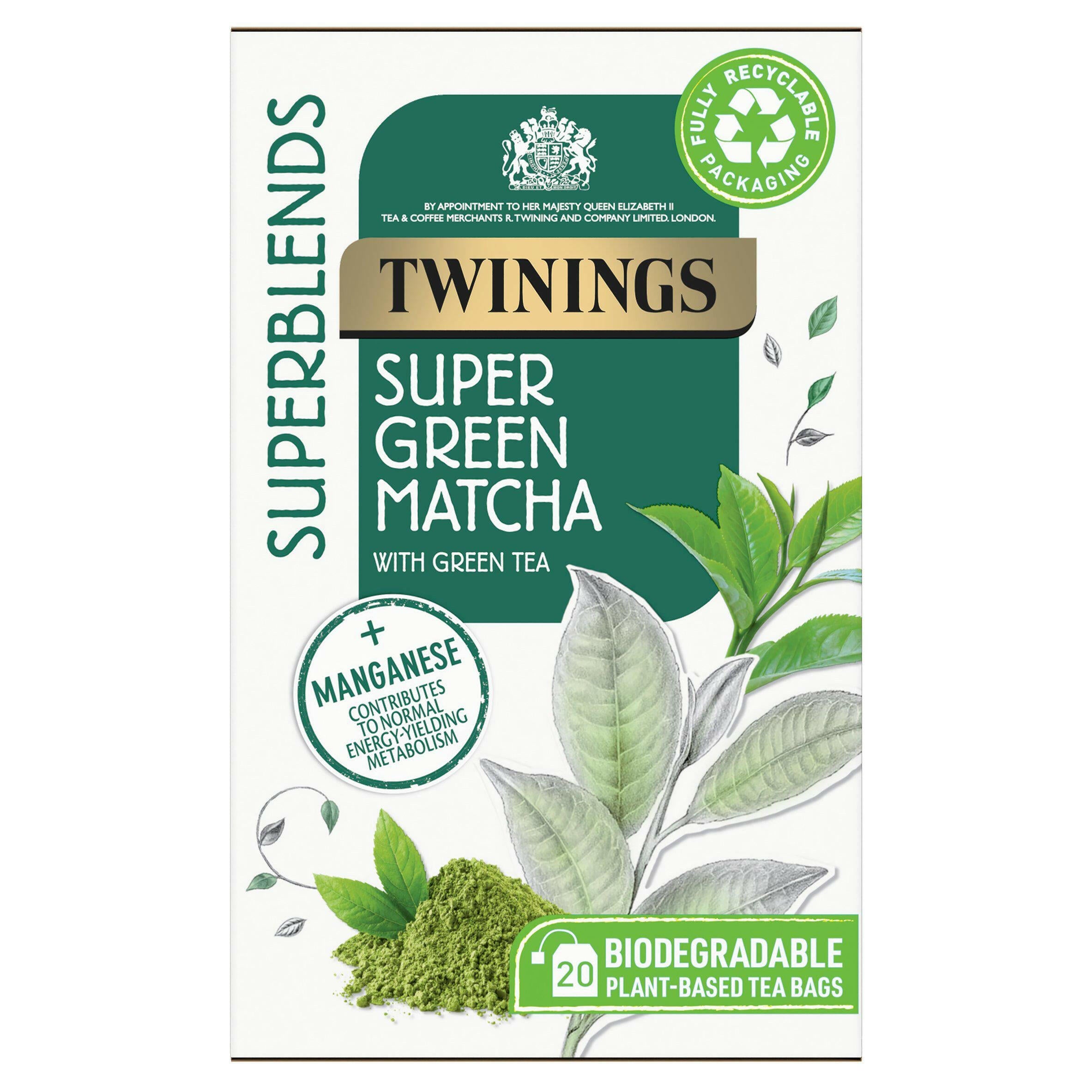 Twinings Superblends Super Green Matcha Plant-Based Tea Bags 40g x20 GOODS Sainsburys