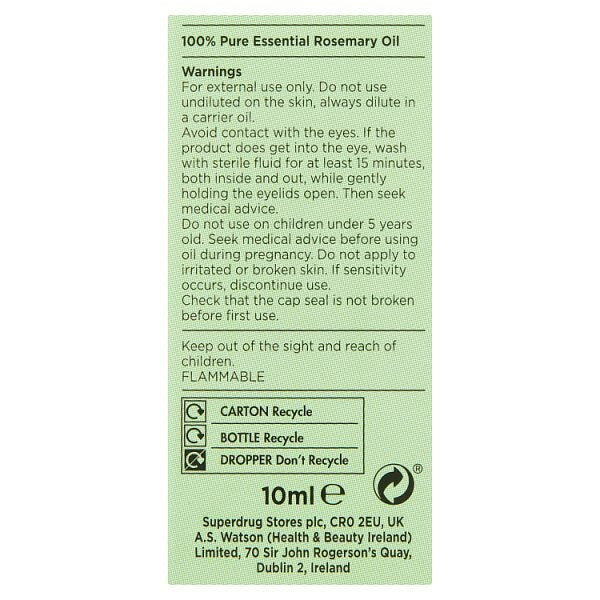 Superdrug Habitual Pure Rosemary Essential Oil 10ml GOODS Superdrug