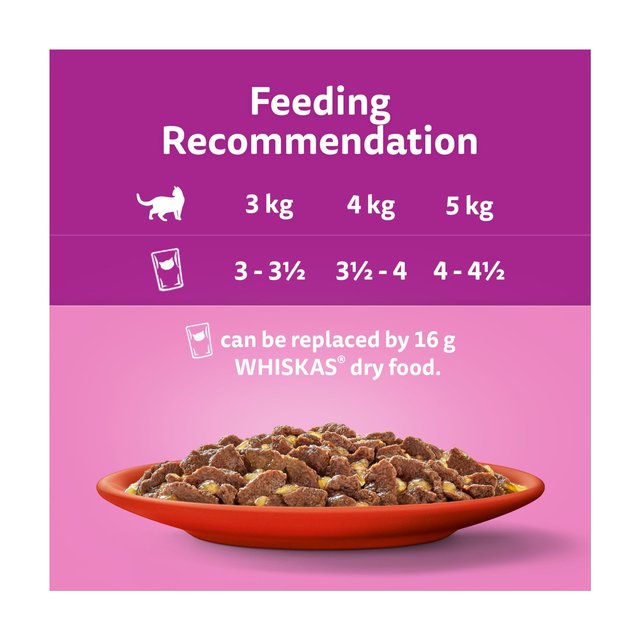 Whiskas 1+ Adult Wet Cat Food Pouches Meaty Meals in Jelly 12 x 85g GOODS M&S