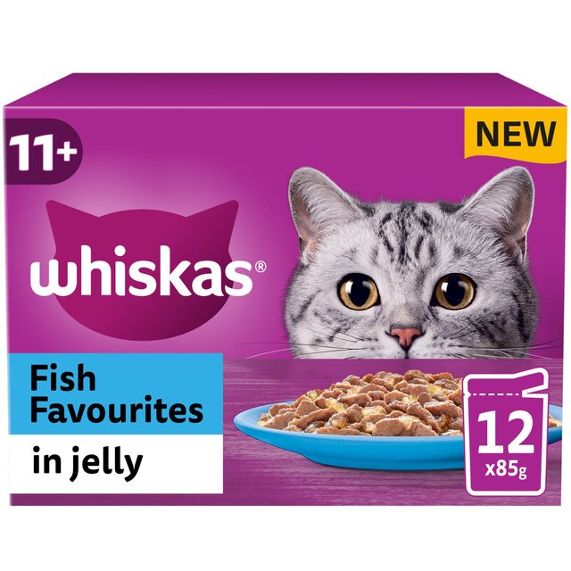 Whiskas 11+ Senior Wet Cat Food Fish Favourites in Jelly 12 x 85g GOODS M&S