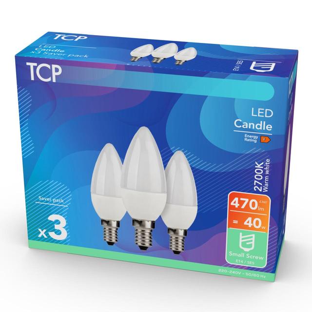 TCP Candle Coated Small Screw 40W Light Bulbs 3 per pack GOODS M&S