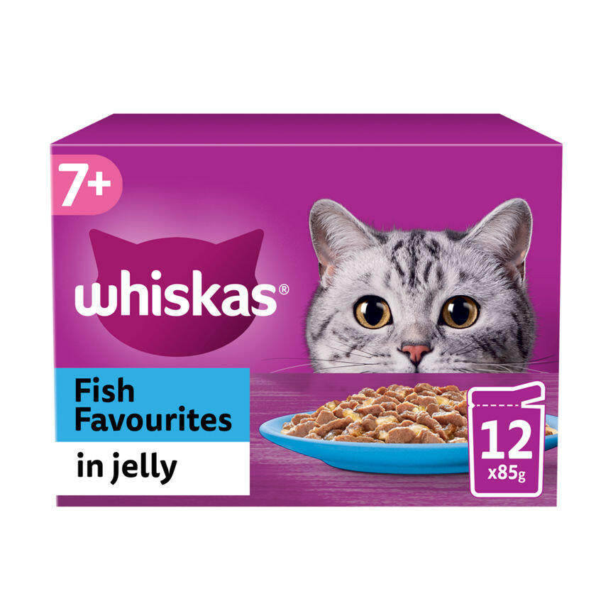 Whiskas 7+ Fish Favourites Senior Wet Cat Food Pouches in Jelly GOODS ASDA