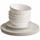 MS Collection 12 Piece Hampton Dinner Set Grey