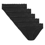 MS Womens Collection 5 Pack Cotton Lycra Lace Knickers Size 10 Black