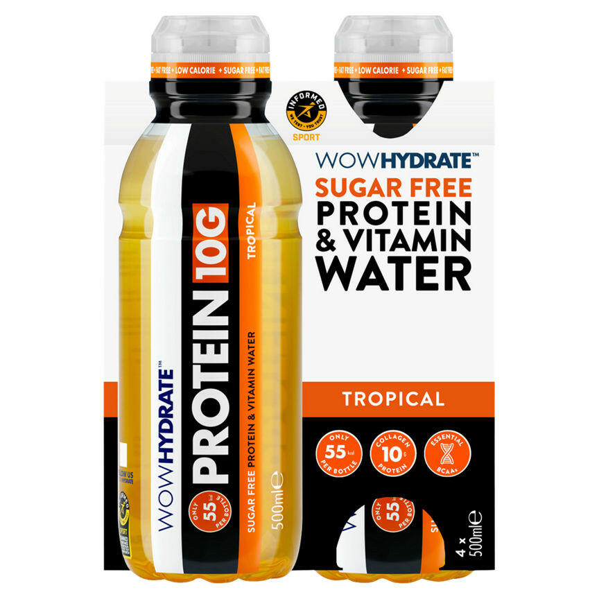 Wow Hydrate Sugar Free Tropical Protein & Vitamin Water Bottles GOODS ASDA