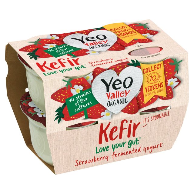 Yeo Valley Organic Strawberry Kefir Yogurt 4 x 100g GOODS M&S