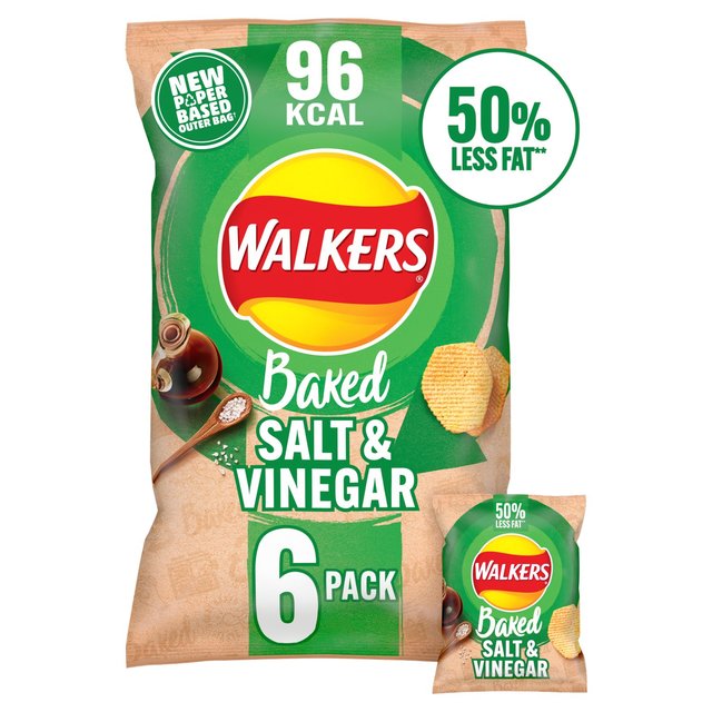 Walkers Baked Salt & Vinegar Multipack Snacks 6 per pack GOODS M&S