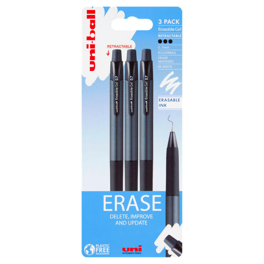 uni-ball Erasable Gel Pens 3 Pack Office Supplies ASDA
