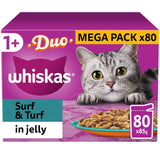 Whiskas 1+ Adult Wet Cat Food Pouches Surf & Turf Duo in Jelly 80 x 85g GOODS M&S