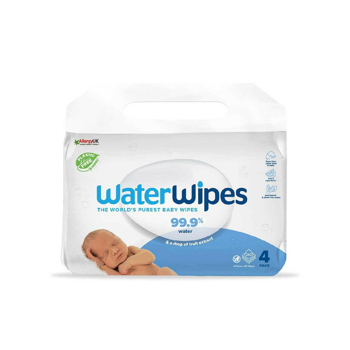 WaterWipes Original Plastic Free Baby Wipes 4pk (240 wipes) Suncare & Travel Boots