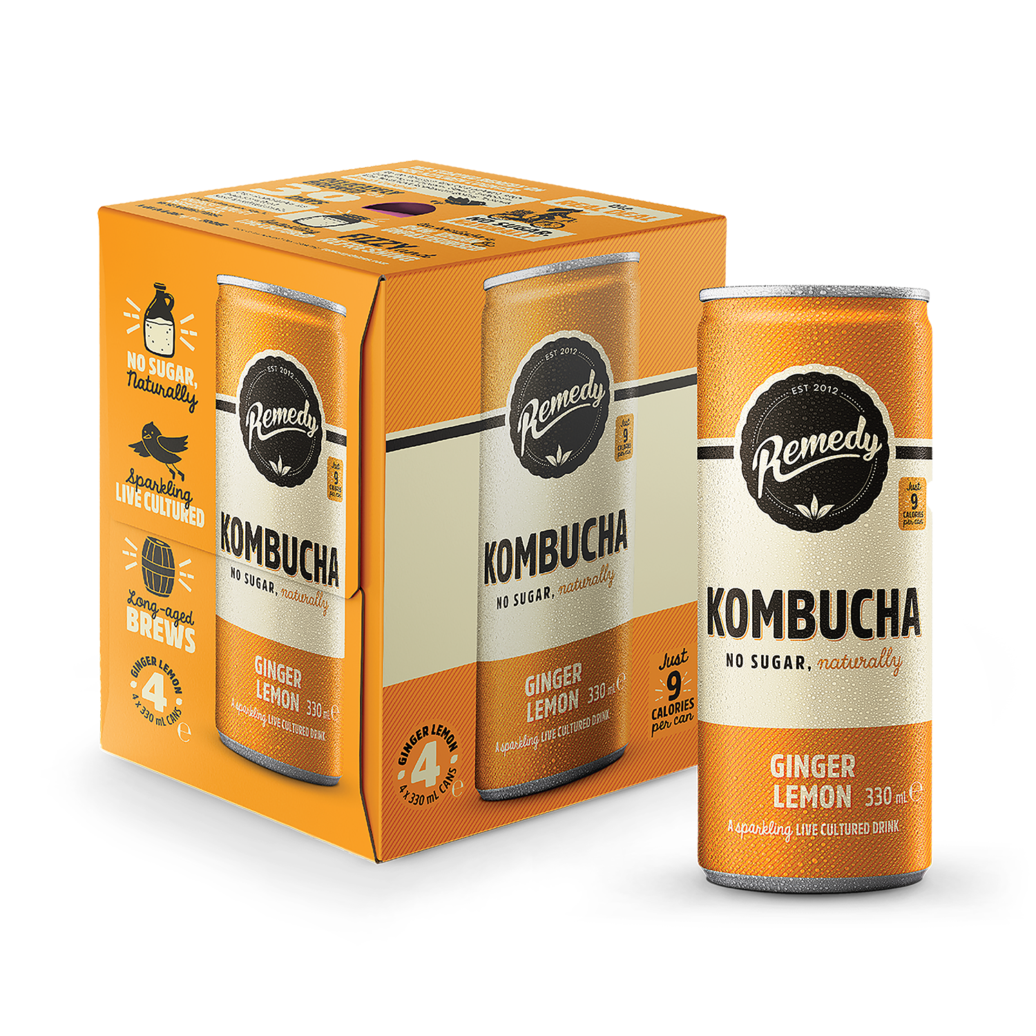 Remedy Kombucha Ginger Lemon 4 x 330ml - 998906