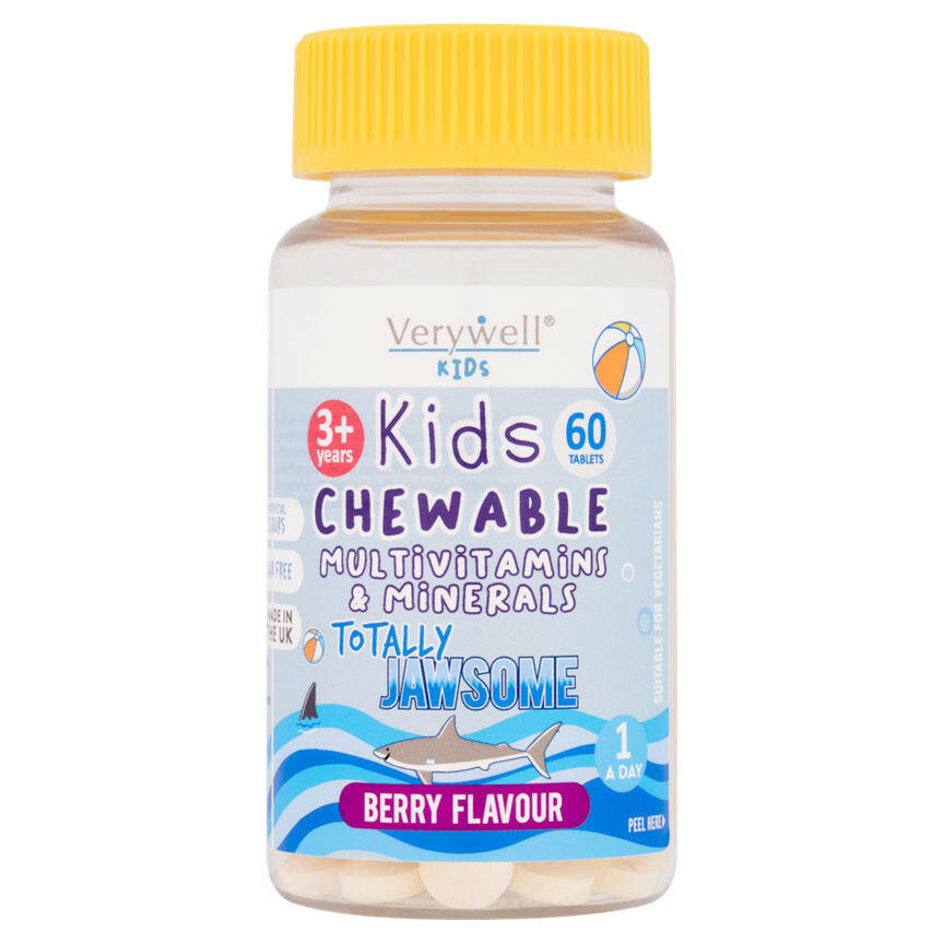 Verywell Kids Chewable Multivitamins & Minerals Totally Jawsome Berry Flavour 3+ Years 60 Tablets GOODS ASDA