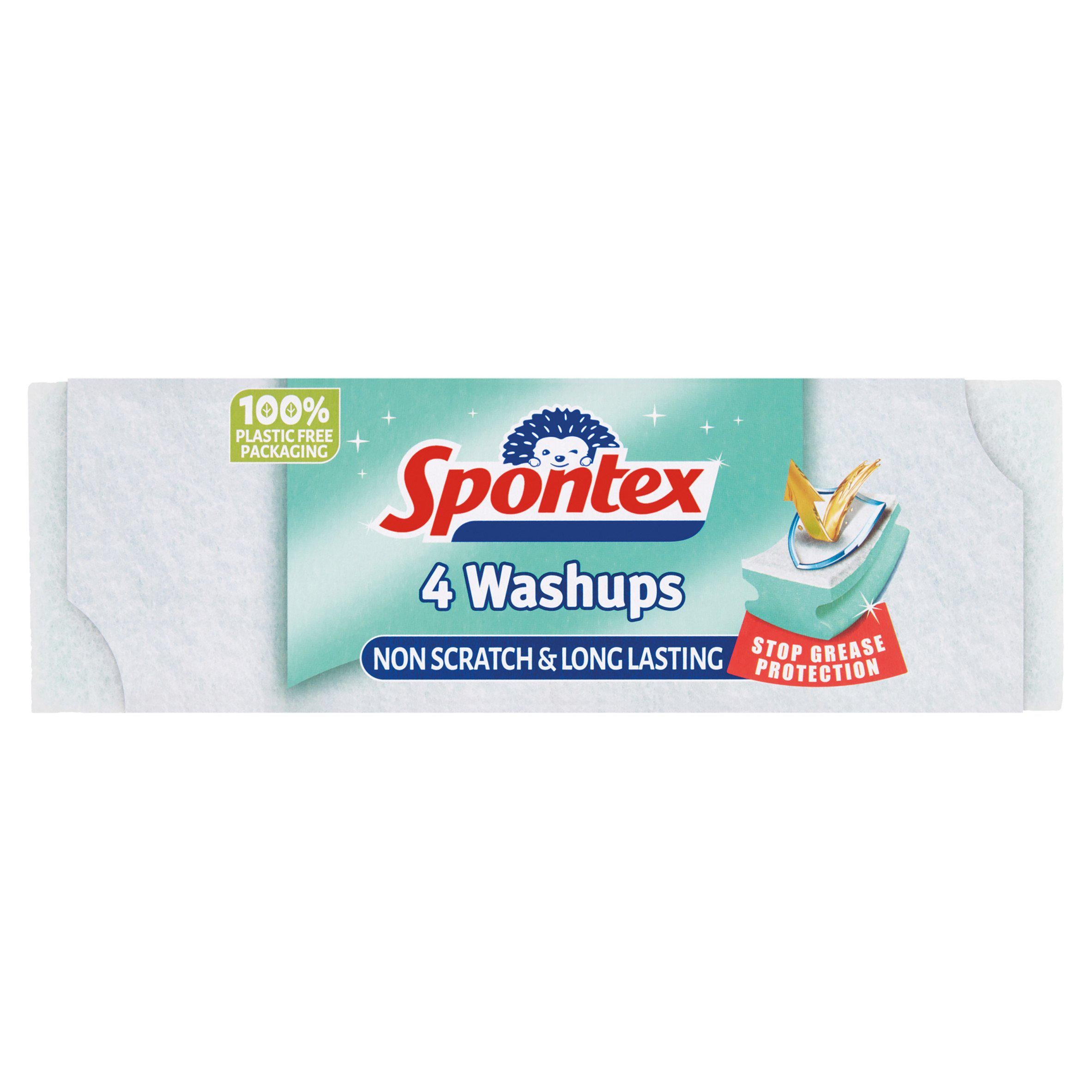 Spontex Washups Non Scratch Sponge Scourer x4 Rubber gloves cloths & sponges Sainsburys