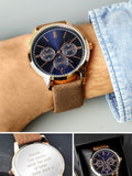 Montre homme PMC personnalisée en or rose avec bracelet marron