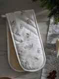 Gants de cuisine doubles Sophie Allport blanc cassé motif chouettes des neiges