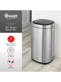 Poubelle carrée Swan en acier inoxydable de 30 L avec capteur