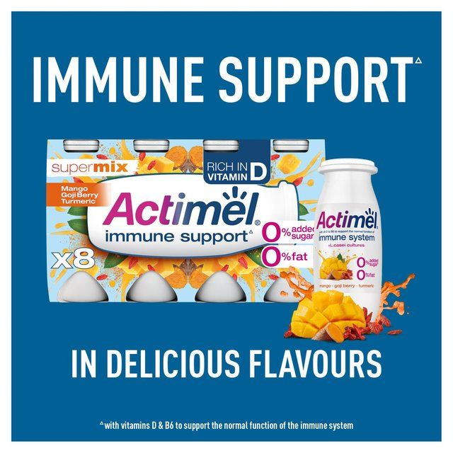 Actimel Supermix Mango Goji Berry Turmeric Cultured Yogurt Drink 8 x 100g - McGrocer