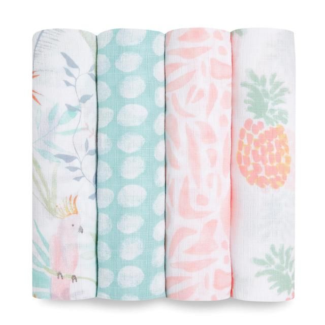 Aden + Anais Muslin Swaddle Blankets Tropicalia 4 per pack - McGrocer