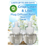 Air Wick Air Freshener Plug In Refill Crisp Linen & Lilac 2x19ml - McGrocer