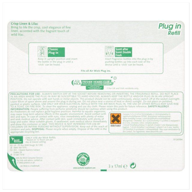 Airwick Crisp Linen & Lilac Plug In Triple Refill 3 x 19ml - McGrocer