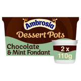 Ambrosia Ready To Eat Belgian Chocolate & Mint Fondant Sauce Dessert Pots 2x110g - McGrocer