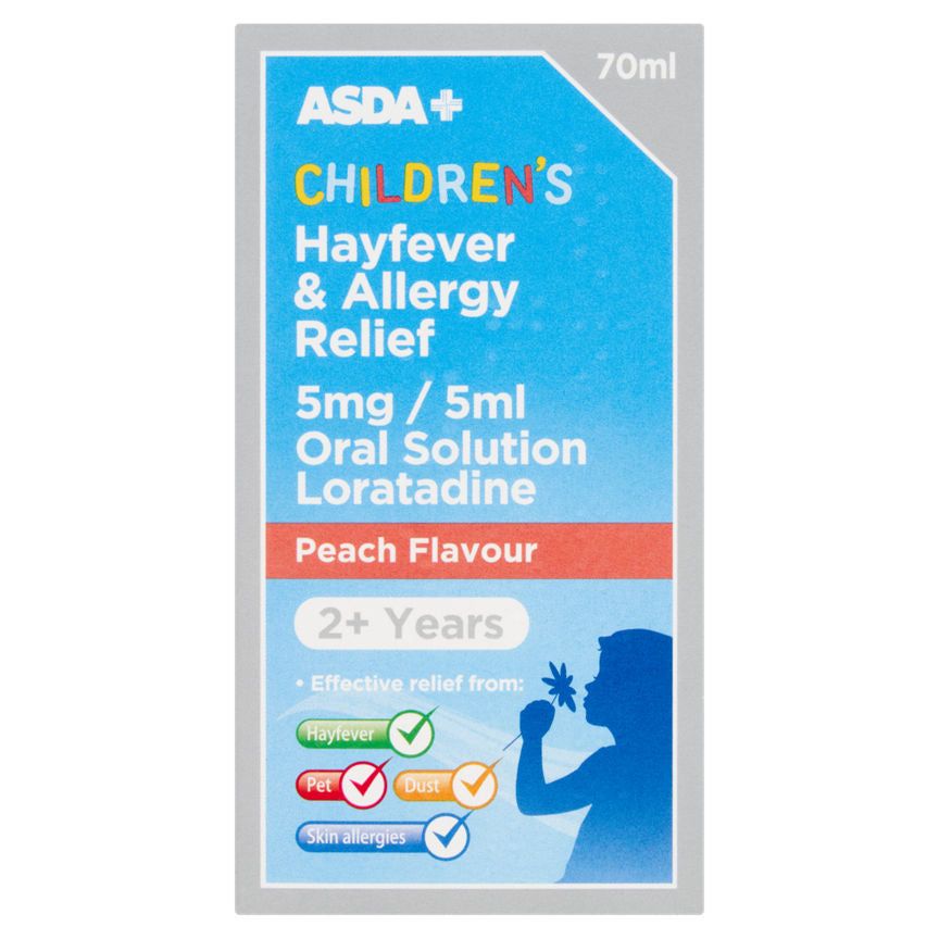 ASDA Children's Hayfever & Allergy Relief Peach Flavour 2+ Years - McGrocer