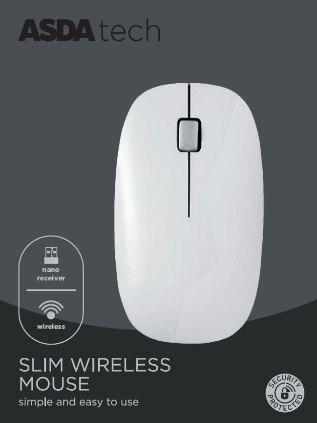 ASDA Tech Slim Wireless Mouse - White - McGrocer