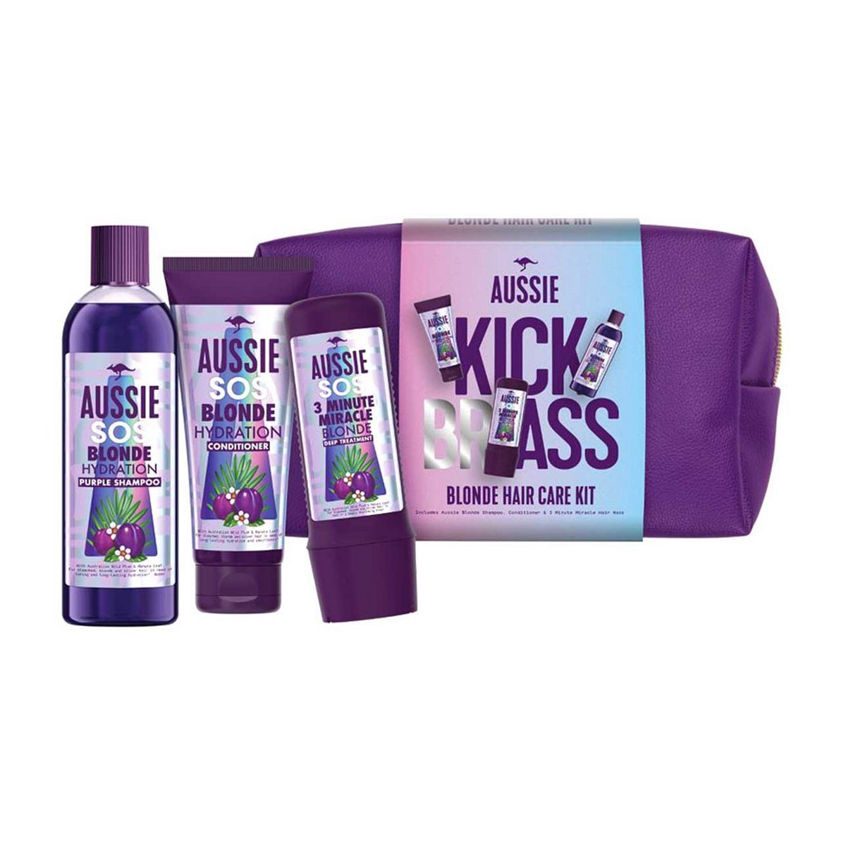 Aussie SOS Blonde Gift Set - 3 Minute Miracle Deep Treatment, Conditioner and Shampoo, 225/200/290ml - McGrocer