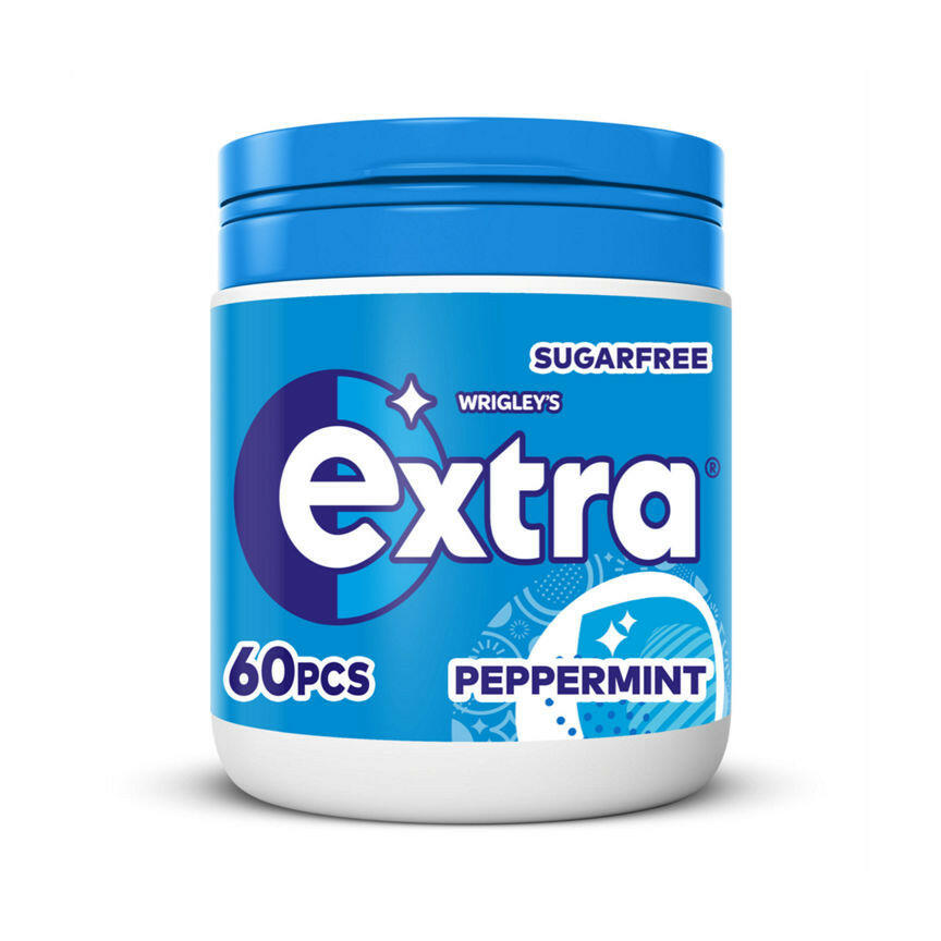 Wrigley's Extra Peppermint Chewing Gum Sugar Free Bottle 60 Pieces Snacks & Confectionery ASDA