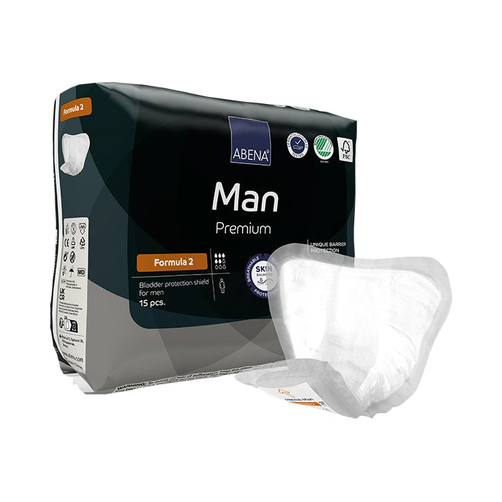Abena Man Formula 2, 700ml Absorbency, Pack of 15 Incontinence Pads - McGrocer