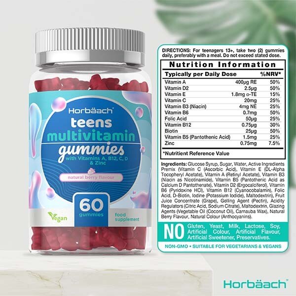 Teen Multi Vegan Gummies B Vits, Vit A, C & D, Biotin, Zinc GOODS Superdrug