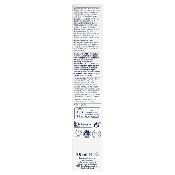 Superdrug ProCare Sensitivity and Gum Toothpaste 75ml GOODS Superdrug