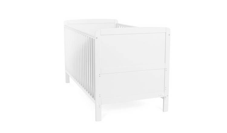 Baby Elegance Travis Baby Cot Bed with Mattress - White - McGrocer