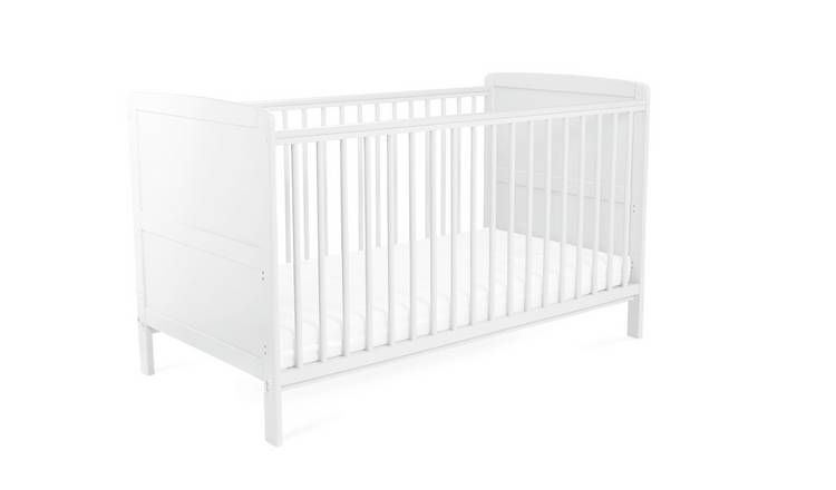 Baby Elegance Travis Baby Cot Bed with Mattress - White - McGrocer