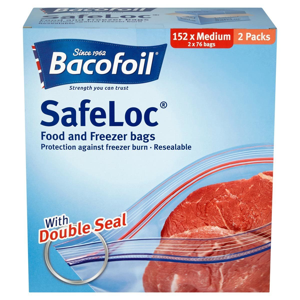 Bacofoil Safeloc® Food and Freezer Medium Bags,152 Pack - McGrocer